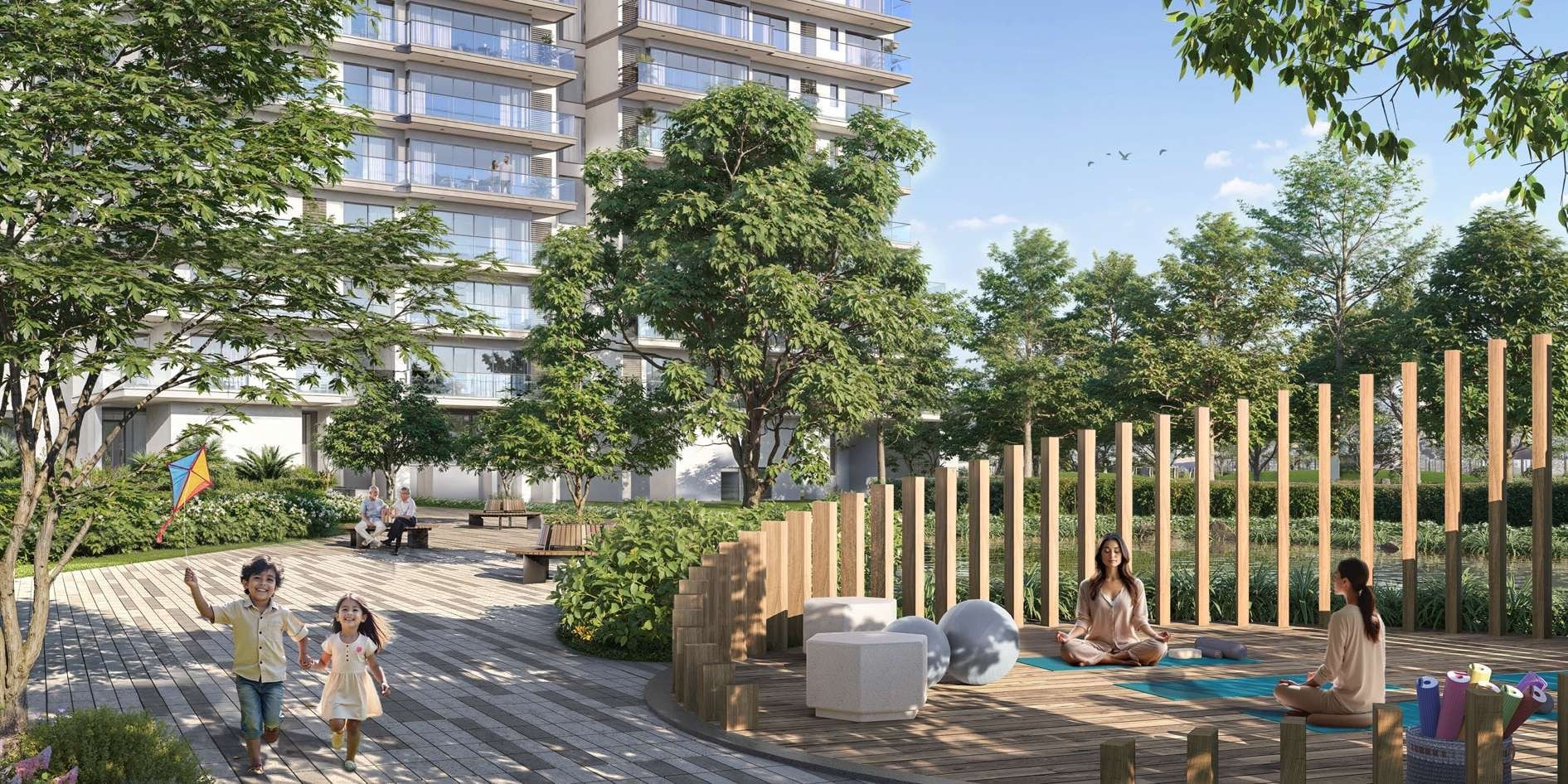 Artist's impression of the yoga and meditation zone in the gardens.